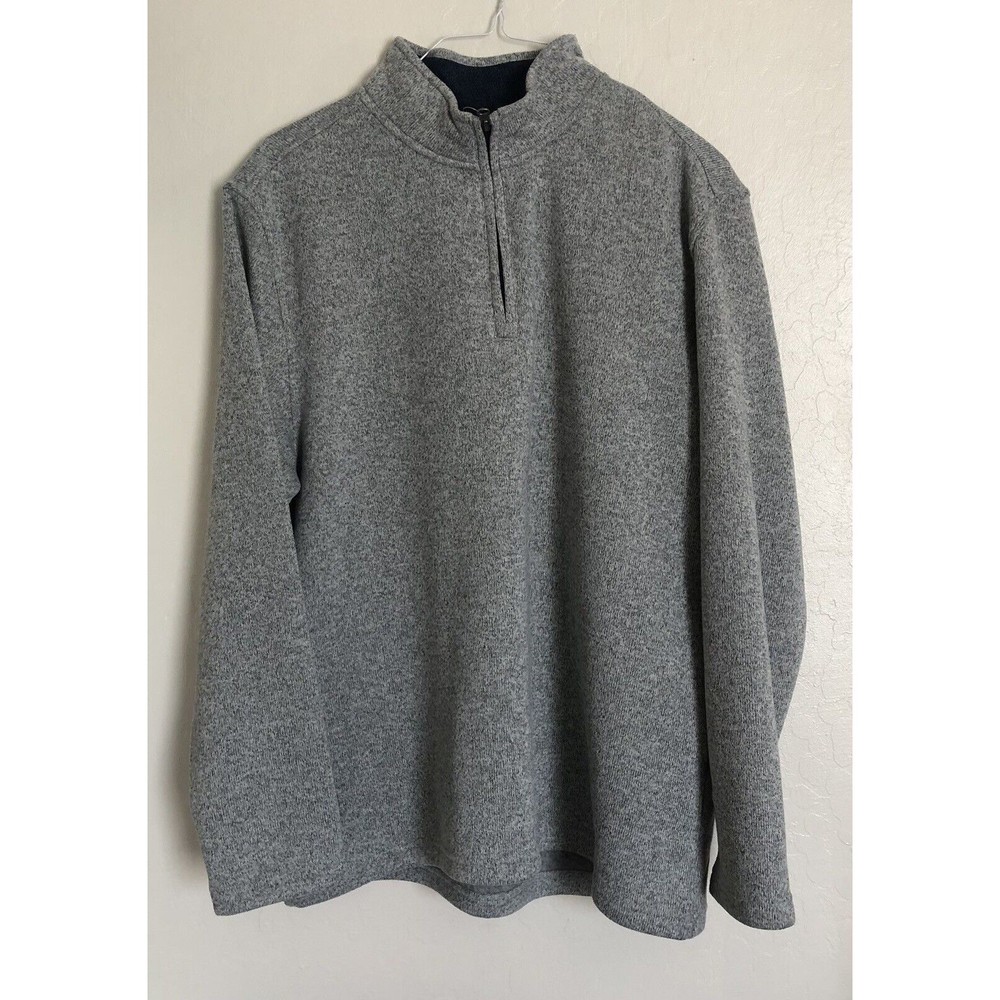 IZOD Sweater Men XL Light Grey  Heather 1/4 Zip Fleece Pullover  NWT
